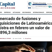 El mercado de fusiones y adquisiciones de Latinoamrica registra en febrero un valor de $7,896,3 millones